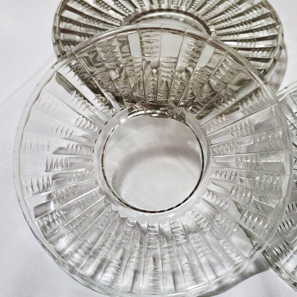 4 Early American Ribbed Glass Dessert Plates 6" Vintage EAPG Slash Ribs Clear Gl - Picture 6 of 10